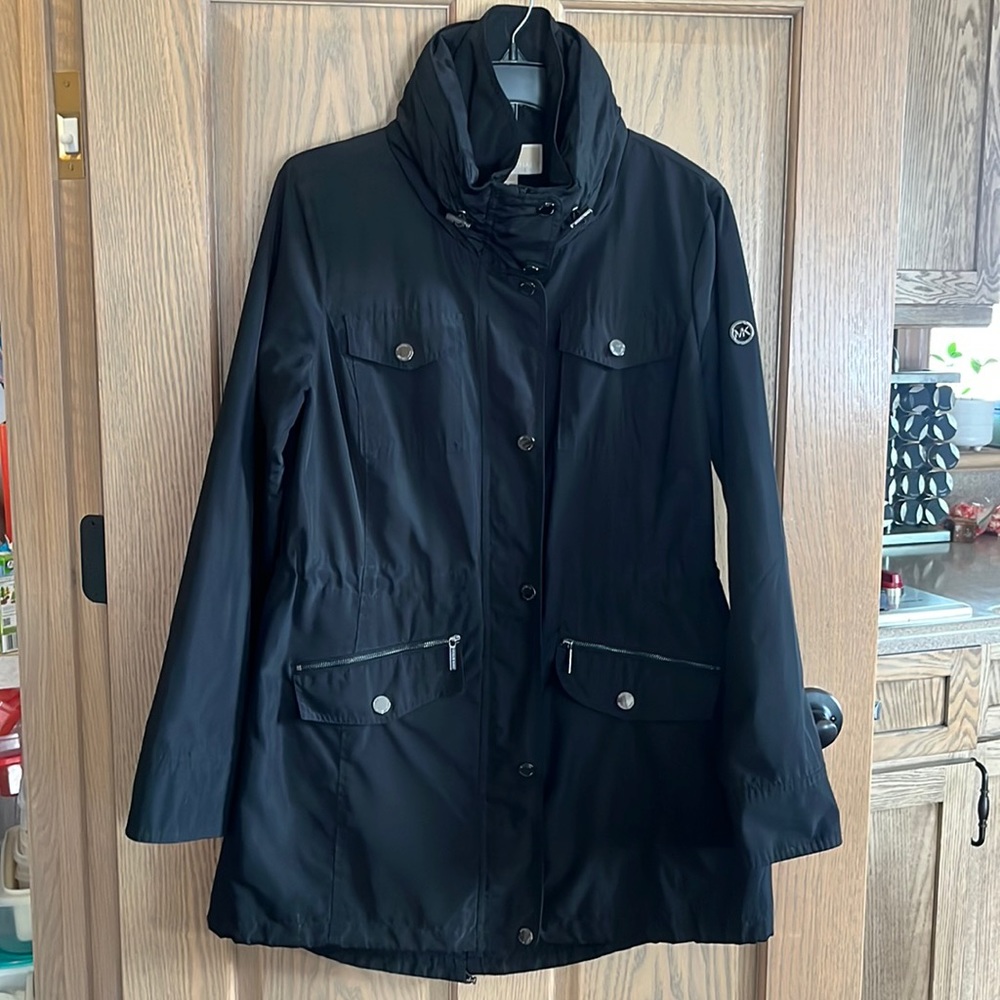 Michael Kors black trench coat.
